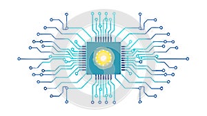Blue Circuit Board CPU Microchip Digital Technology Vector, vector design Generative AI