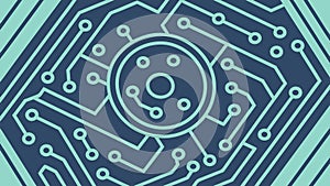 Blue Circuit Board Design with Central Processor Unit, vector design Generative AI