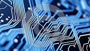Blue circuit board pattern, technology background, digital design Generative AI