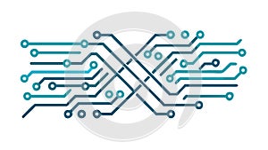 Blue Circuit Board Technology Pattern, vector design Generative AI