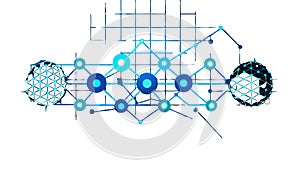 Blue Circuit Network Mesh, vector design Generative AI