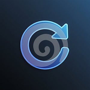 A blue, circular arrow icon is centered on a dark gradient background. The arrow forms