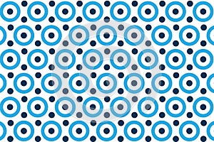Blue circular rings geometric design seamless vector graphic pattern