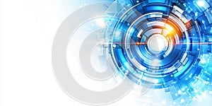 Blue circular technology background with copy space