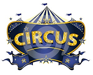 Blue circus sign