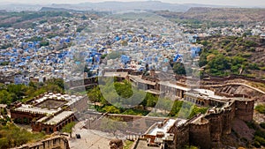 The Blue City and Mehrangarh Fort in Jodhpur. India