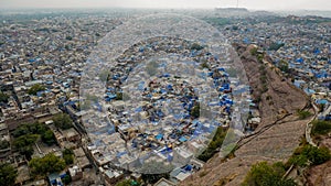 The Blue City and Mehrangarh Fort in Jodhpur. India