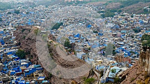 The Blue City and Mehrangarh Fort in Jodhpur. India