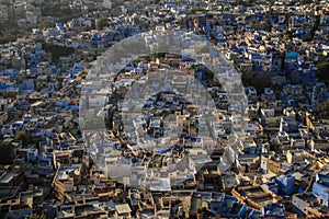 The blue city from the Mehrangarh Mehran Fort, Jodhpur, Rajasthan, India