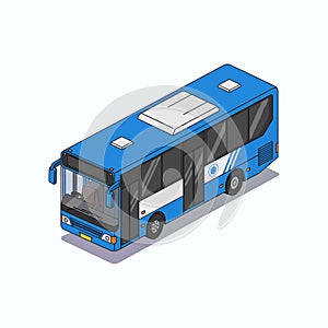 Blue City shuttle Bus Isometric Illustration