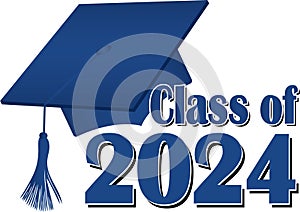 Blue Class of 2024 Graduation Cap