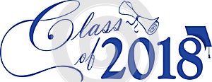 Blue Class of 2018 with Cap and Diploma