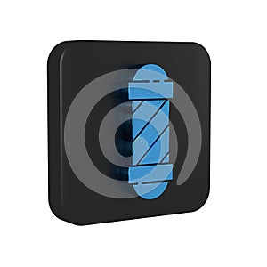 Blue Classic Barber shop pole icon isolated on transparent background. Barbershop pole symbol. Black square button.