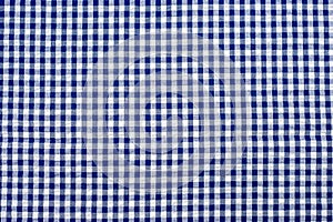 Blue classic checkered tablecloth texture , Cloth in a blue box.