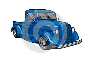 Blue classic truck car vector illustration