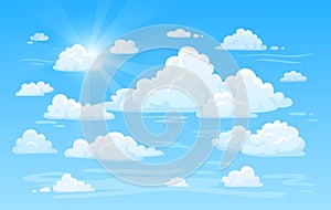 Blue clean air sky with clouds panorama. Cloud background vector illustration