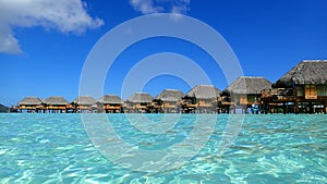 Bora bora and the blue lagoon with cristalline water in the front, french polynesia photo