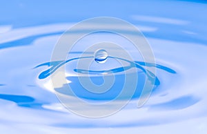 Blue clear water background with drops