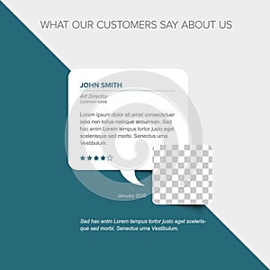 Blue Client user testimonial review layout template