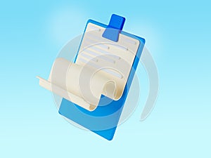 Blue clipboard AND paper sheet