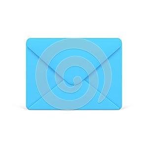 Blue closed 3d envelope. Realistic unread letter