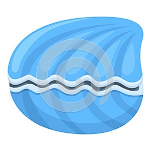 Blue closed sea shell icon cartoon vector. Pearl location conch