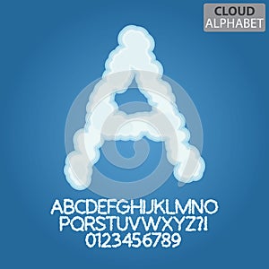 Blue Cloud Alphabet and Numbers Vector