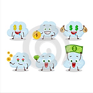 Blue cloud cartoon character with cute emoticon bring money