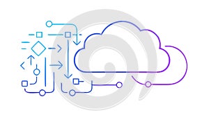 Blue Cloud with Circuit Board: Tech, Data Cloud Computing, vector design Generative AI