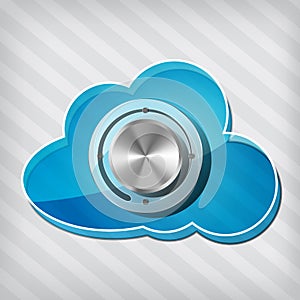 Blue cloud computing icon with knob