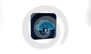 Blue Cloud computing lock icon isolated on grey background. Security, safety, protection concept. Protection of personal