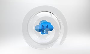 Blue Cloud computing lock icon isolated on grey background. Security, safety, protection concept. Protection of personal