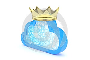 Blue cloud icon. 3D rendering.