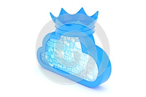 Blue cloud icon. 3D rendering.