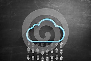 Cloud computing concept on blackboard