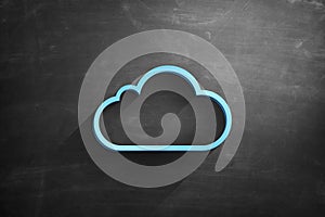 Blue cloud icon on blackboard