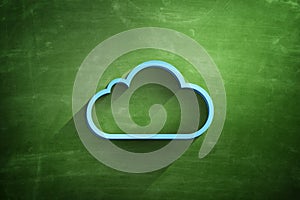 Blue cloud icon on blackboard