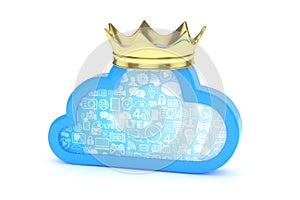 Blue cloud icon. 3D rendering.