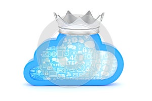 Blue cloud icon. 3D rendering.