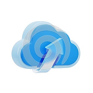 Blue Cloud Icon with Upward Arrow Symbolizing Data Upload or Cloud Computing storage
