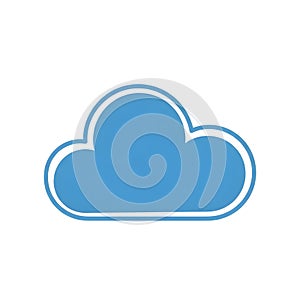 Blue Cloud Icon on White Background