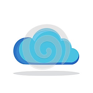 Blue Cloud Illustration with shadow on white background