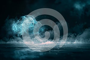 A blue cloud with a lock on it