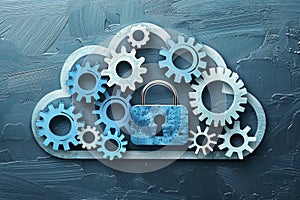 A blue cloud with a lock on it