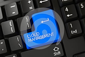 Blue Cloud Management Button on Keyboard. 3D.