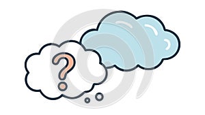 Blue Cloud with Question Mark Thought Bubble, vector design Generative AI