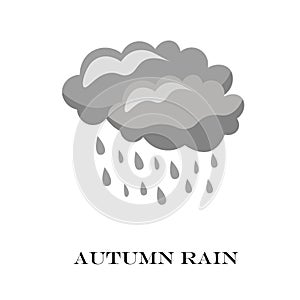 Blue Cloud Rain icon isolated on background. Modern simple cartoon forecast storm sign.