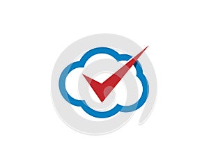 Blue cloud with red checklist mark