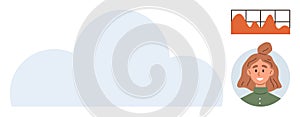 Cloud storage concept with user avatar and data analytics graph visualization