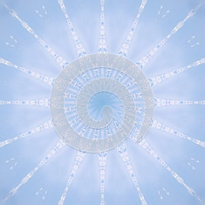 Blue cloud sky kaleidoscope pattern. cloudscape abstract